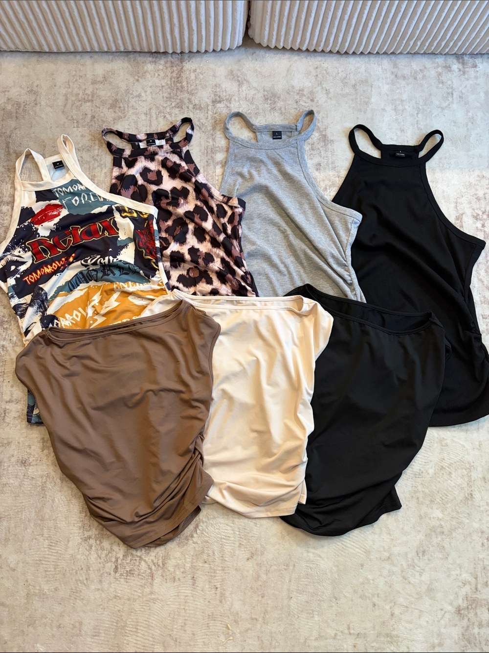 SHEIN top bundle sizes medium and large multi color tank tops sleeveless tops